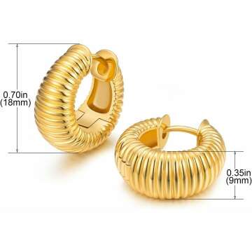 Chunky 14k Gold Filled Huggie Hoop Earrings for Women