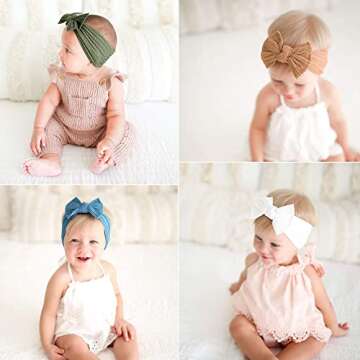 Niceye Baby Girls Headbands with Bows Handmade Hair Accessories Stretchy Hairbands for Newborn Infan...