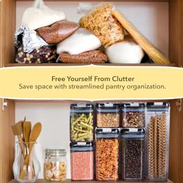 Simply Gourmet Food Storage Containers for Kitchen Organization - Pack of 7 BPA-Free Airtight Organi...