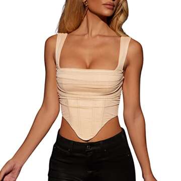 KOSUSANILL Sexy Women's Bustier Corset Top Y2K Push Up Strap Tank Top Vintage Streetwear Crop Tops Party Clubwear Bodice