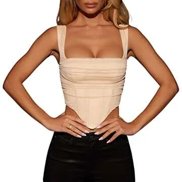 KOSUSANILL Sexy Women's Bustier Corset Top Y2K Push Up Strap Tank Top Vintage Streetwear Crop Tops Party Clubwear Bodice