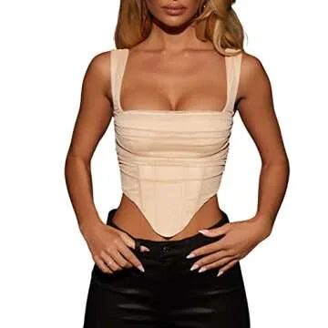 KOSUSANILL Sexy Women's Bustier Corset Top Y2K Push Up Strap Tank Top Vintage Streetwear Crop Tops Party Clubwear Bodice
