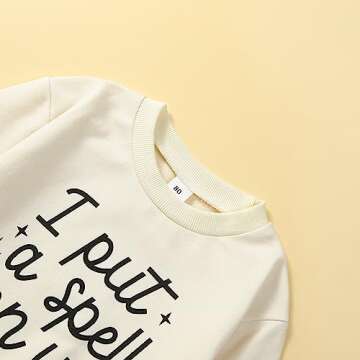 WALLARENEAR Toddler Kids Sweatshirts Halloween Outfits Letter Print Long Sleeve Shirt Crewneck Pullover Fall Sweater Clothes (Cream, 12-18 Months)