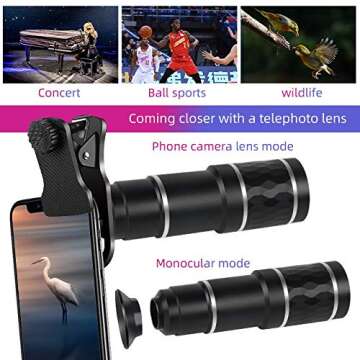 Phone Camera Lens Kit for iPhone, Android, 20X Telephoto Zoom Lens, Phone Wide Angle & Macro Lens, Fisheye, CPL Lenses Compatible with iPhone 12 11 X Xs XR 8 7 6 Plus Samsung and Other Smartphone