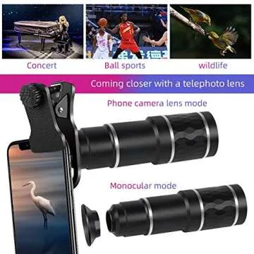 Phone Camera Lens Kit for iPhone, Android, 20X Telephoto Zoom Lens, Phone Wide Angle & Macro Lens, Fisheye, CPL Lenses Compatible with iPhone 12 11 X Xs XR 8 7 6 Plus Samsung and Other Smartphone