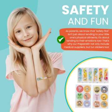 PreparaKit Travel First Aid Kit for Kids - Mini Car, Purse, Backpack, or Diaper Bag 75 Piece Medicine Includes All Essential Medical Supplies TSA-Approved (Teal)
