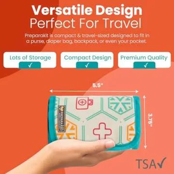 PreparaKit Travel First Aid Kit for Kids - Mini Car, Purse, Backpack, or Diaper Bag 75 Piece Medicine Includes All Essential Medical Supplies TSA-Approved (Teal)