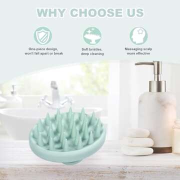 Meartchy Silicone Scalp Massager, Scalp Scrubber for Hair Growth with Soft Bristles, Scalp Exfoliator Brush Dandruff Removal Shampoo Brush for Wet Dry Scalp Care (Mint Green)