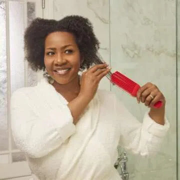 Red Detangler Brush by Felicia Leatherwood - For Kinky, Curly, Wavy 4c or Straight Hair - Tame Your Tangles Smooth Your Coils - Pain Free for All Ages