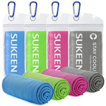 Sukeen [4 Pack Cooling Towel (40"x12"),Ice Towel,Soft Breathable Chilly Towel,Microfiber Towel for Y...