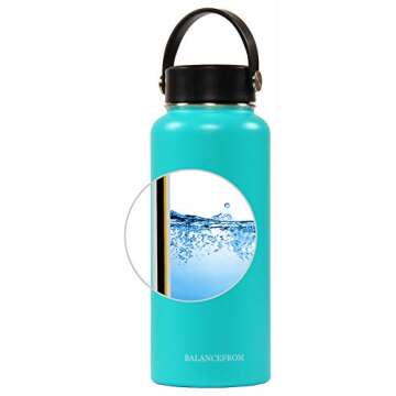 Signature Fitness Double-Wall Vacuum Insulated Stainless Steel Water Bottle, 3 Caps Included, 32 Oz, Aqua