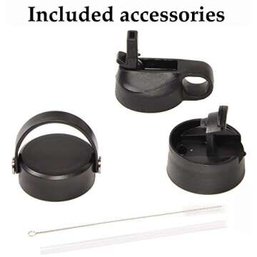 Signature Fitness Double-Wall Vacuum Insulated Stainless Steel Water Bottle, 3 Caps Included, 32 Oz, Aqua