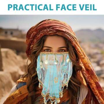 VILLCASE Women Tribal Face Veil with Coins Belly-dance Costume Costume Veil Masks Halloween Costume Accessory