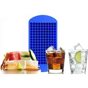 Yseyow Mini Ice Cube Trays 2 Pack,160 Silicone Small Crushed Ice Tray Containers Flexible Ideal for Whiskey Cocktail,Stackable and Safe Ice Cube Molds (dark blue), 9.5 x 4.7 x 0.45 inches (8541984458)