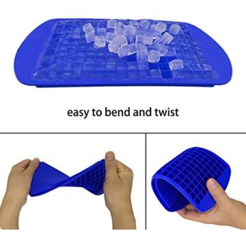 Yseyow Mini Ice Cube Trays 2 Pack,160 Silicone Small Crushed Ice Tray Containers Flexible Ideal for Whiskey Cocktail,Stackable and Safe Ice Cube Molds (dark blue), 9.5 x 4.7 x 0.45 inches (8541984458)