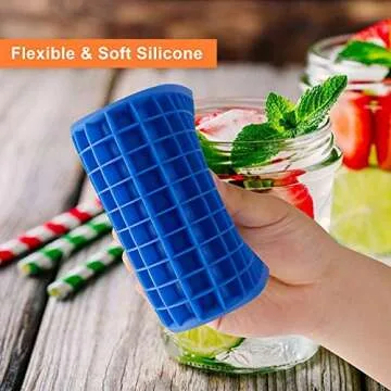 Yseyow Mini Ice Cube Trays 2 Pack,160 Silicone Small Crushed Ice Tray Containers Flexible Ideal for Whiskey Cocktail,Stackable and Safe Ice Cube Molds (dark blue), 9.5 x 4.7 x 0.45 inches (8541984458)