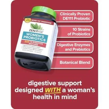 Zenwise Health Probiotics for Women - Digestive Enzymes for Bloating Relief and Gut Health - 60 CT