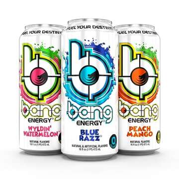 Bang Energy 3 Flavor Variety Pack, Sugar-Free, Energy Drink, 16 Ounce (Pack of 12)