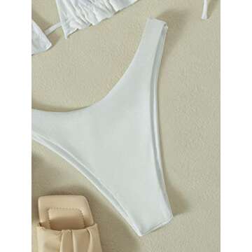 Floerns Women's Floral Frill Trim Underwire High Cut Two Piece Bikini Swimsuit White S