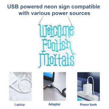 Welcome Foolish Mortals Neon Sign,Innovative Integral Forming Process,With Dimmable Switch For All Holiday Party and Home Decoration (Blue)