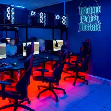 Welcome Foolish Mortals Neon Sign,Innovative Integral Forming Process,With Dimmable Switch For All Holiday Party and Home Decoration (Blue)