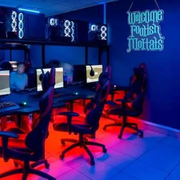 Welcome Foolish Mortals Neon Sign,Innovative Integral Forming Process,With Dimmable Switch For All Holiday Party and Home Decoration (Blue)