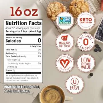 MONK FRUIT IN THE RAW, 16 oz Baker's Bag, Pack of 1, Natural Monk Fruit Sweetener w/ Erythritol, Sugar-Free