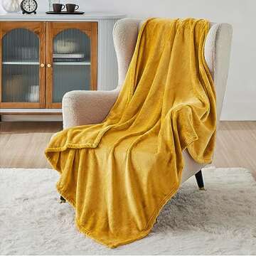 Bedsure Mustard Yellow Fleece Throw Blanket - 300GSM Blankets for Couch, Sofa, Bed, Soft Lightweight Plush Cozy Throws for Toddlers, 50x60 inches