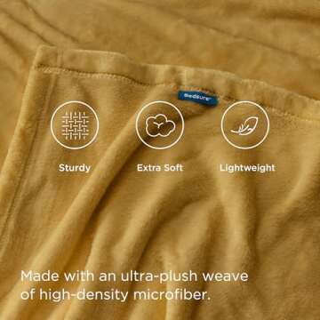 Bedsure Mustard Yellow Fleece Throw Blanket - 300GSM Blankets for Couch, Sofa, Bed, Soft Lightweight Plush Cozy Throws for Toddlers, 50x60 inches