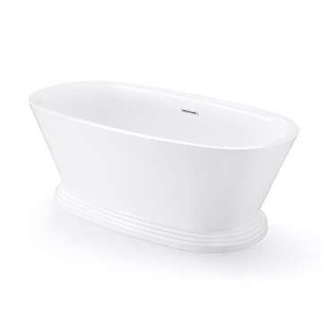 Luxury Acrylic Freestanding Bathtub 67" - AOSGYA Vintage Style Soaking Tub for Adults with Pedestal ...