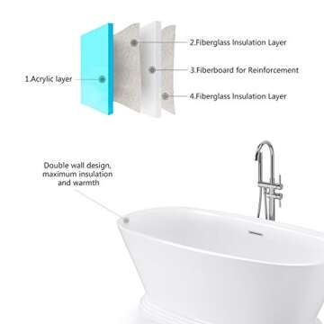 Luxury Acrylic Freestanding Bathtub for Deep Soaks