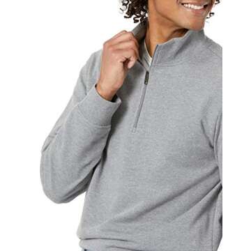 Amazon Essentials Men's Sweatshirt, Lightweight French Terry Quarter-Zip Mock Neck, Small, Charcoal Heather