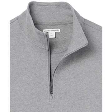 Amazon Essentials Men's Sweatshirt, Lightweight French Terry Quarter-Zip Mock Neck, Small, Charcoal Heather