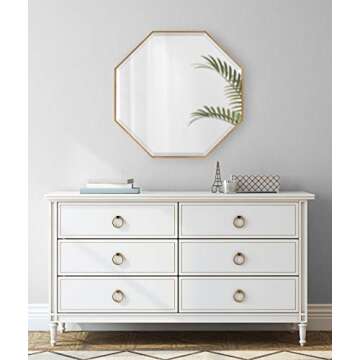 Kate and Laurel Rhodes Glam Octagon Wall Mirror, 29" x 29", Gold, Modern Home Decor for Wall