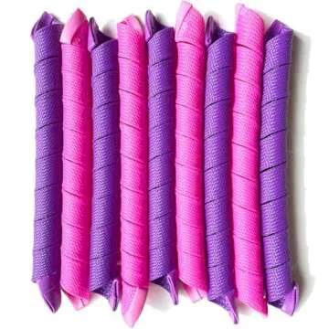 Aimin 50pcs Spiral Heatless Hair Curlers For Long Hair, 22Inch No Heat Curlers Kit With 6pcs Styling Hooks (purple-pink)