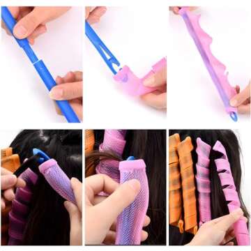 Aimin 50pcs Spiral Heatless Hair Curlers For Long Hair, 22Inch No Heat Curlers Kit With 6pcs Styling Hooks (purple-pink)