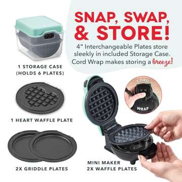 Multi-Plate Mini Maker with Removable Plates and Storage Case