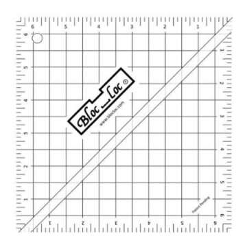 Bloc Loc~6.5" Half Square Triangle Ruler, Acrylic Ruler