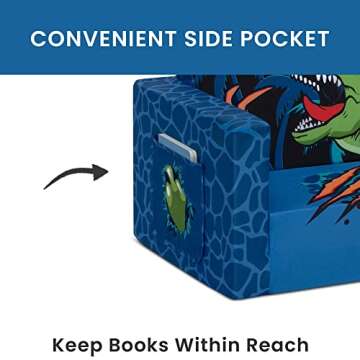 Delta Children Dinosaur Cozee Flip-Out Chair For Relaxing- 2-in-1 Convertible Lightweight,Portable Chair to Lounger for Toddlers & Kids