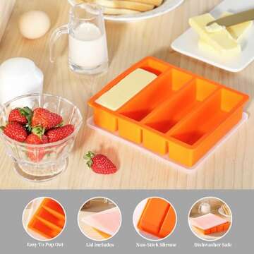 Versatile OHOLA Silicone Butter Mold Tray with Lid