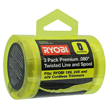 Ryobi One PLUS+ AC80RL3 OEM .080 Inch Twisted Line and Spool Replacement for Ryobi 18v, 24v, and 40v Cordless Trimmers (3 Pack)