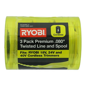 Ryobi One PLUS+ AC80RL3 OEM .080 Inch Twisted Line and Spool Replacement for Ryobi 18v, 24v, and 40v Cordless Trimmers (3 Pack)