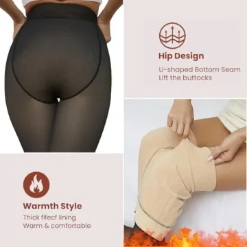 Apriddeo Fleece Lined Tights Women Winter Warm Thick Sheer