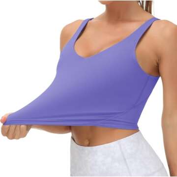 Women’s Longline Sports Bra Wirefree Padded Medium Support Yoga Bras Gym Running Workout Tank Tops(Bright Purple, Small)