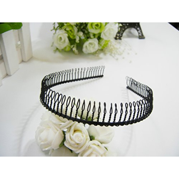 6 Pcs Unisex Black Metal Toothed Hair Bands - Stylish & Durable