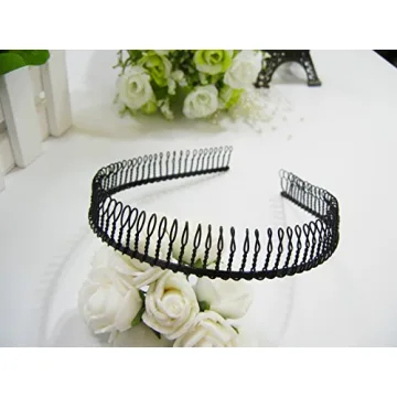 6 Pcs Unisex Black Metal Toothed Hair Bands - Stylish & Durable