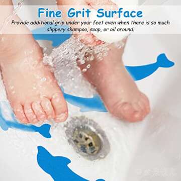 S&X Bathtub Non Slip Stickers,Grippy Dolphin Adhesive Treads – Fine Gritty Textured Surface – Pa...