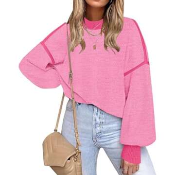 Fall Clothes for Women 2025 Trendy Fashion Oversized Sweaters Color Block Long Sleeve Knited Pullove...
