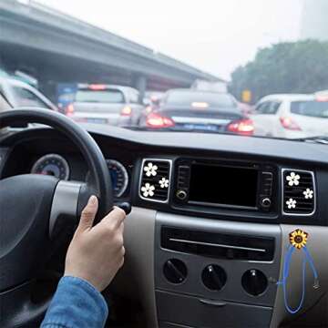 Daisy Air Vent Clips: 6 Pcs Cute Flower Air Conditioning Outlet Clip Car Air Fresheners Vent Clips Interior Decor Charm Car Decoration Cute Accessories for Women Girls + Mask Hook(White)