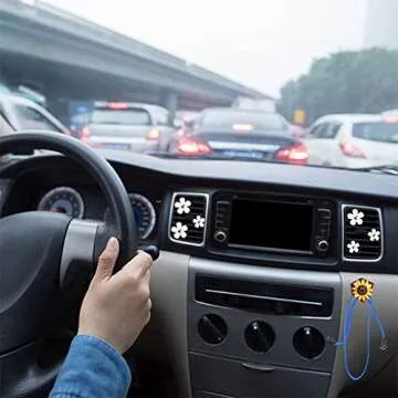 Daisy Air Vent Clips: 6 Pcs Cute Flower Air Conditioning Outlet Clip Car Air Fresheners Vent Clips Interior Decor Charm Car Decoration Cute Accessories for Women Girls + Mask Hook(White)